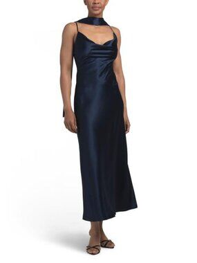 NICHOLAS Geneva Sleeveless Cowl Neck Gown With Side Slit